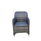 Aura 6 Seater Rattan Garden Furniture With Round/Rectangle Table Fire Pit Set In Grey