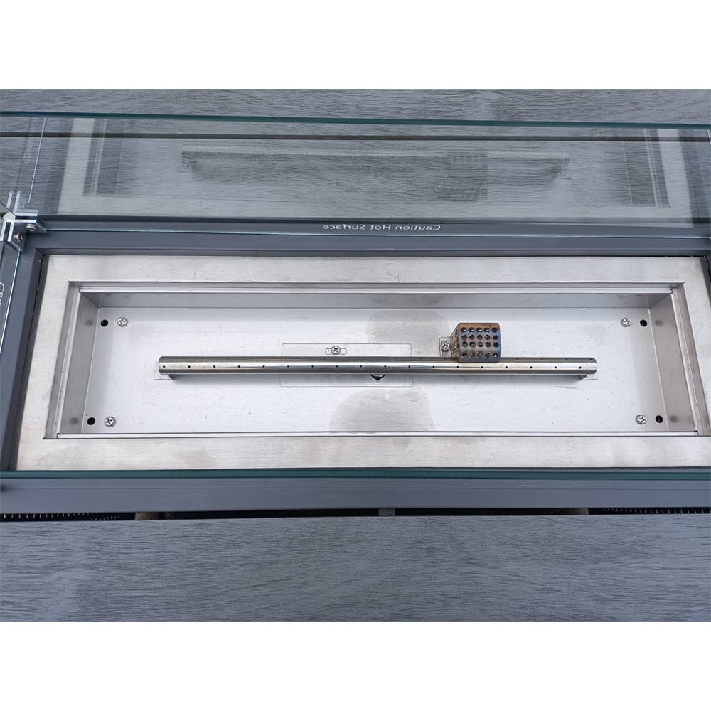 Aura 6 Seater Rattan Garden Furniture With Round/Rectangle Table Fire Pit Set In Grey