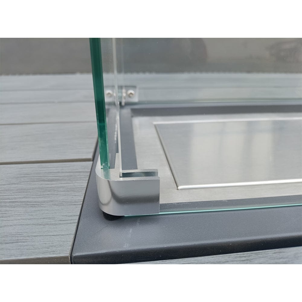 Aura 6 Seater Rattan Garden Furniture With Round/Rectangle Table Fire Pit Set In Grey