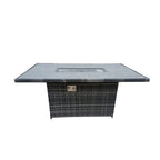 Aura 6 Seater Rattan Garden Furniture With Round/Rectangle Table Fire Pit Set In Grey