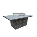 Aura 6 Seater Rattan Garden Furniture With Round/Rectangle Table Fire Pit Set In Grey