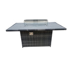 Aura 6 Seater Rattan Garden Furniture With Round/Rectangle Table Fire Pit Set In Grey