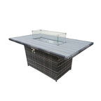 Aura 6 Seater Rattan Garden Furniture With Round/Rectangle Table Fire Pit Set In Grey