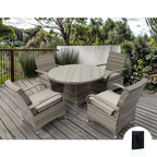 Aura 4 Seater Round Dining Table Set Rattan Garden Set