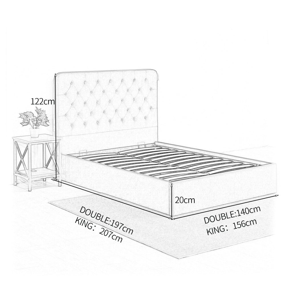 Pneumatic Velvet Bed Ottoman Storage Bed Double / King Bed Lift Up Storage Bed Frame with Tufted Headboard