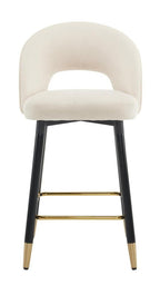 Set Of 2 Amore Velvet Upholstery Bar Stool With Gold Ornament