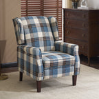 Ascot Wingback Fabric Recliner Chair In Grey/Cream/Blue/Red Tartan