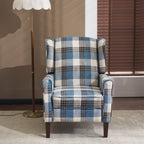 Ascot Wingback Fabric Recliner Chair In Grey/Cream/Blue/Red Tartan