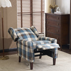 Ascot Wingback Fabric Recliner Chair In Grey/Cream/Blue/Red Tartan