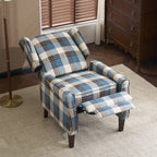 Ascot Wingback Fabric Recliner Chair In Grey/Cream/Blue/Red Tartan