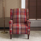 Ascot Wingback Fabric Recliner Chair In Grey/Cream/Blue/Red Tartan