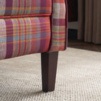 Ascot Wingback Fabric Recliner Chair In Grey/Cream/Blue/Red Tartan