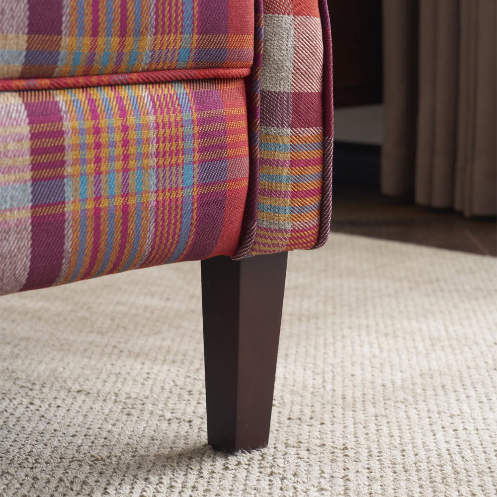 Ascot Wingback Fabric Recliner Chair In Grey/Cream/Blue/Red Tartan