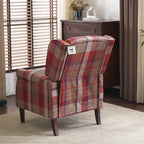 Ascot Wingback Fabric Recliner Chair In Grey/Cream/Blue/Red Tartan