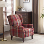 Ascot Wingback Fabric Recliner Chair In Grey/Cream/Blue/Red Tartan