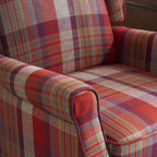 Ascot Wingback Fabric Recliner Chair In Grey/Cream/Blue/Red Tartan