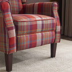 Ascot Wingback Fabric Recliner Chair In Grey/Cream/Blue/Red Tartan