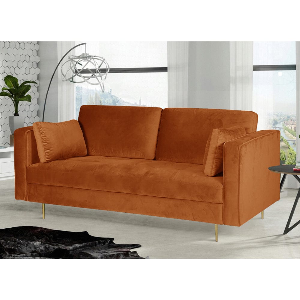 Avery Velvet 2 Seater Sofa with 2 Scatter Cushions