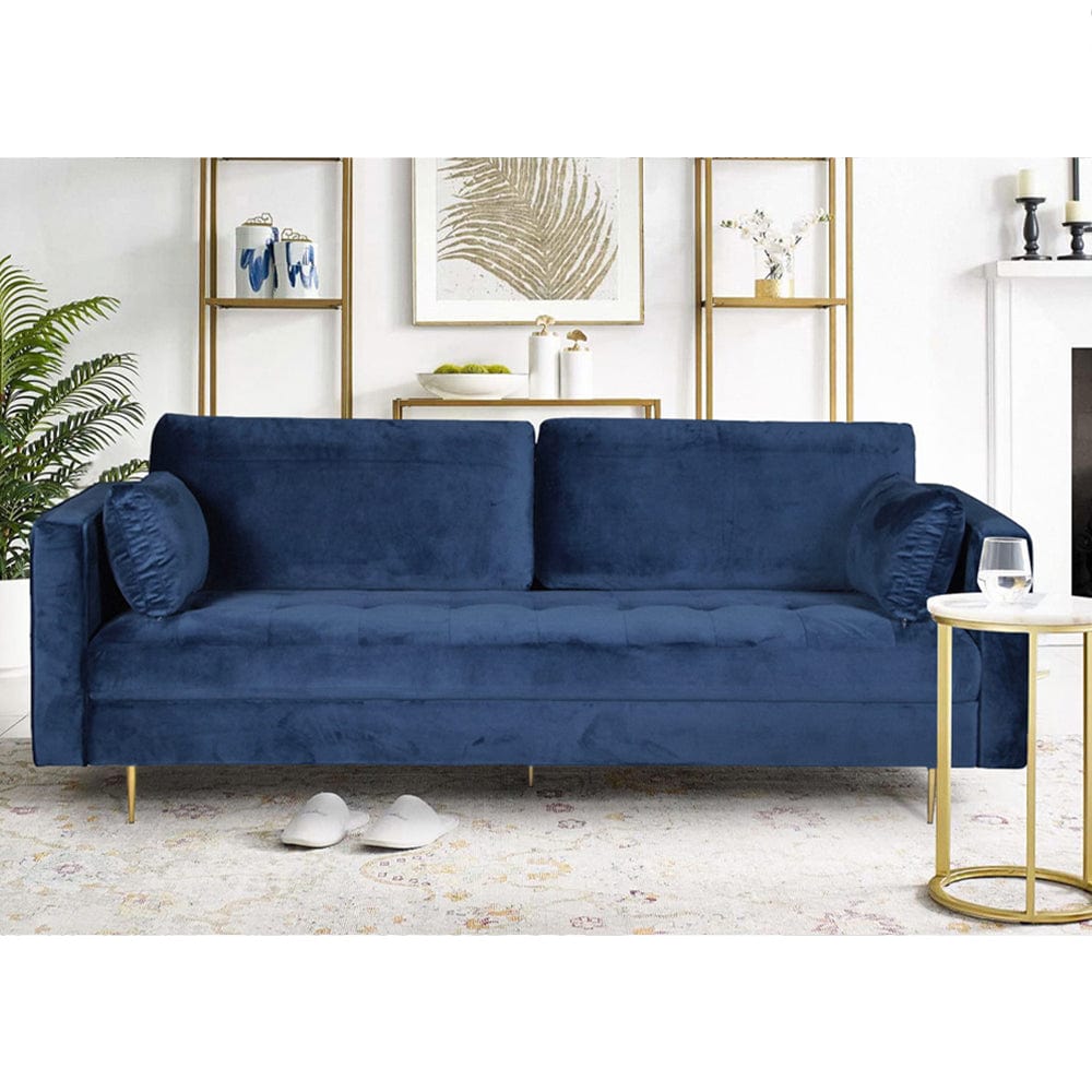 Avery Velvet 3 Seater Sofa with 2 Scatter Cushions