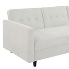 Avery Reversible White Corduroy Corner Sofa With Storage Chaise and Ottoman Bench