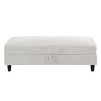 Avery Reversible White Corduroy Corner Sofa With Storage Chaise and Ottoman Bench