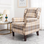 Ascot Wingback Fabric Recliner Chair In Brown Tartan