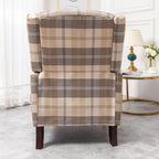Ascot Wingback Fabric Recliner Chair In Brown Tartan