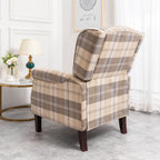 Ascot Wingback Fabric Recliner Chair In Grey/Cream/Blue/Red Tartan