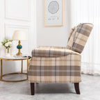 Ascot Wingback Fabric Recliner Chair In Brown Tartan