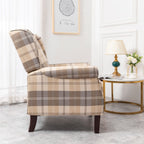 Ascot Wingback Fabric Recliner Chair In Brown Tartan
