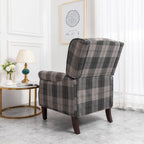 Ascot Wingback Fabric Recliner Chair In Grey/Cream/Blue/Red Tartan