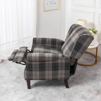 Ascot Wingback Fabric Recliner Chair In Grey/Cream/Blue/Red Tartan