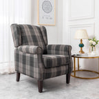 Ascot Wingback Fabric Recliner Chair In Grey/Cream/Blue/Red Tartan