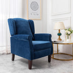 Ascot Wingback Velvet Recliner Chair In Blue