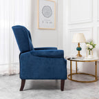 Ascot Wingback Velvet Recliner Chair In Blue