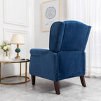 Ascot Wingback Velvet Recliner Chair In Blue