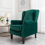 Ascot Wingback Velvet Recliner Chair In Green