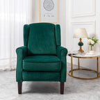 Ascot Wingback Velvet Recliner Chair In Green