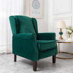 Ascot Wingback Velvet Recliner Chair In Green