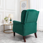 Ascot Wingback Velvet Recliner Chair In Green