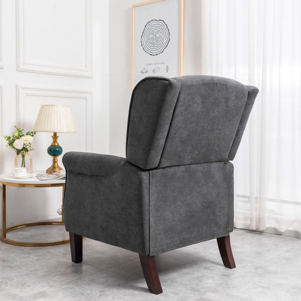 Ascot Wingback Velvet Recliner Chair In Grey