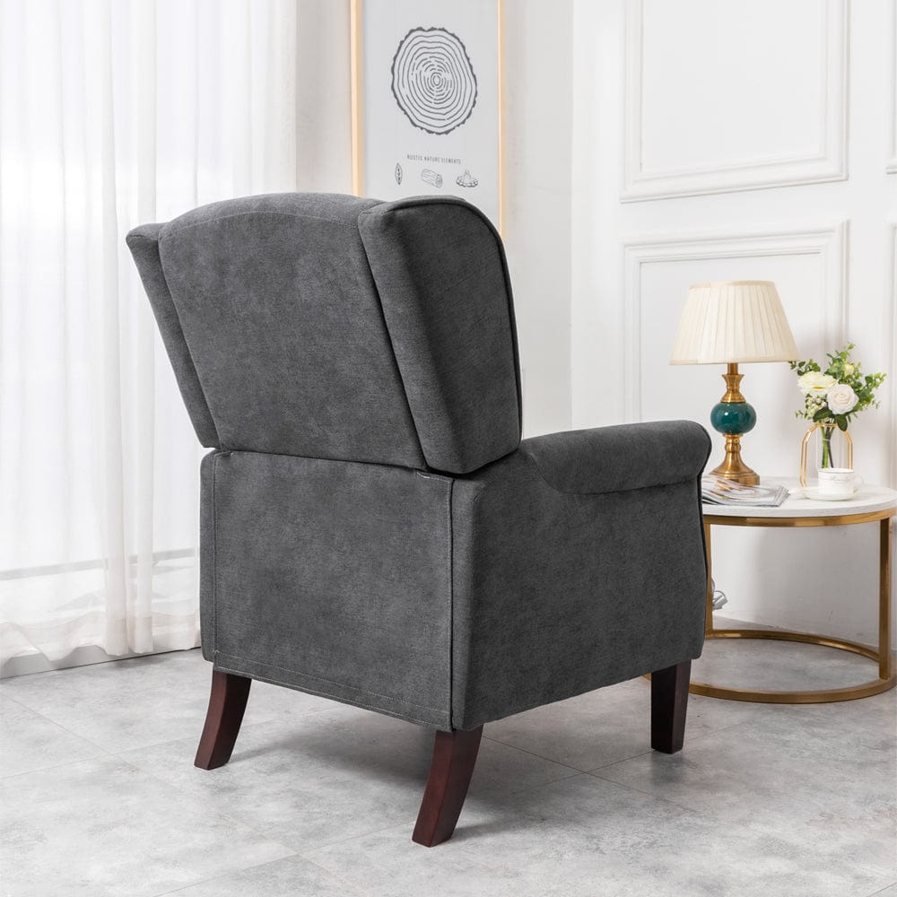 Ascot Wingback Velvet Recliner Chair In Grey