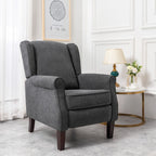 Ascot Wingback Velvet Recliner Chair In Grey
