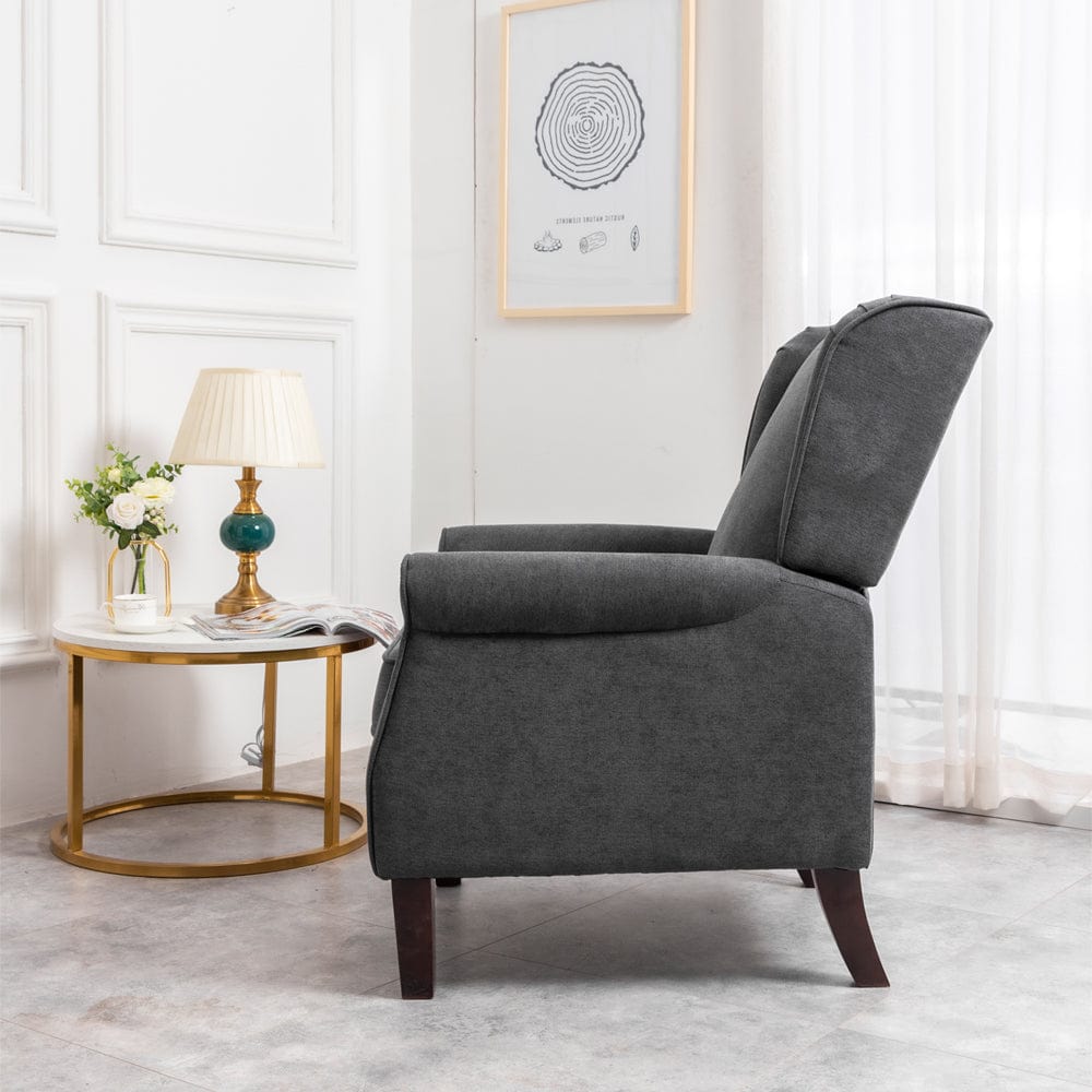 Ascot Wingback Velvet Recliner Chair In Grey