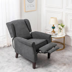 Ascot Wingback Velvet Recliner Chair In Grey