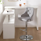 Set Of 2 Avers Velvet Height Adjustable Bar Stools in Light Grey