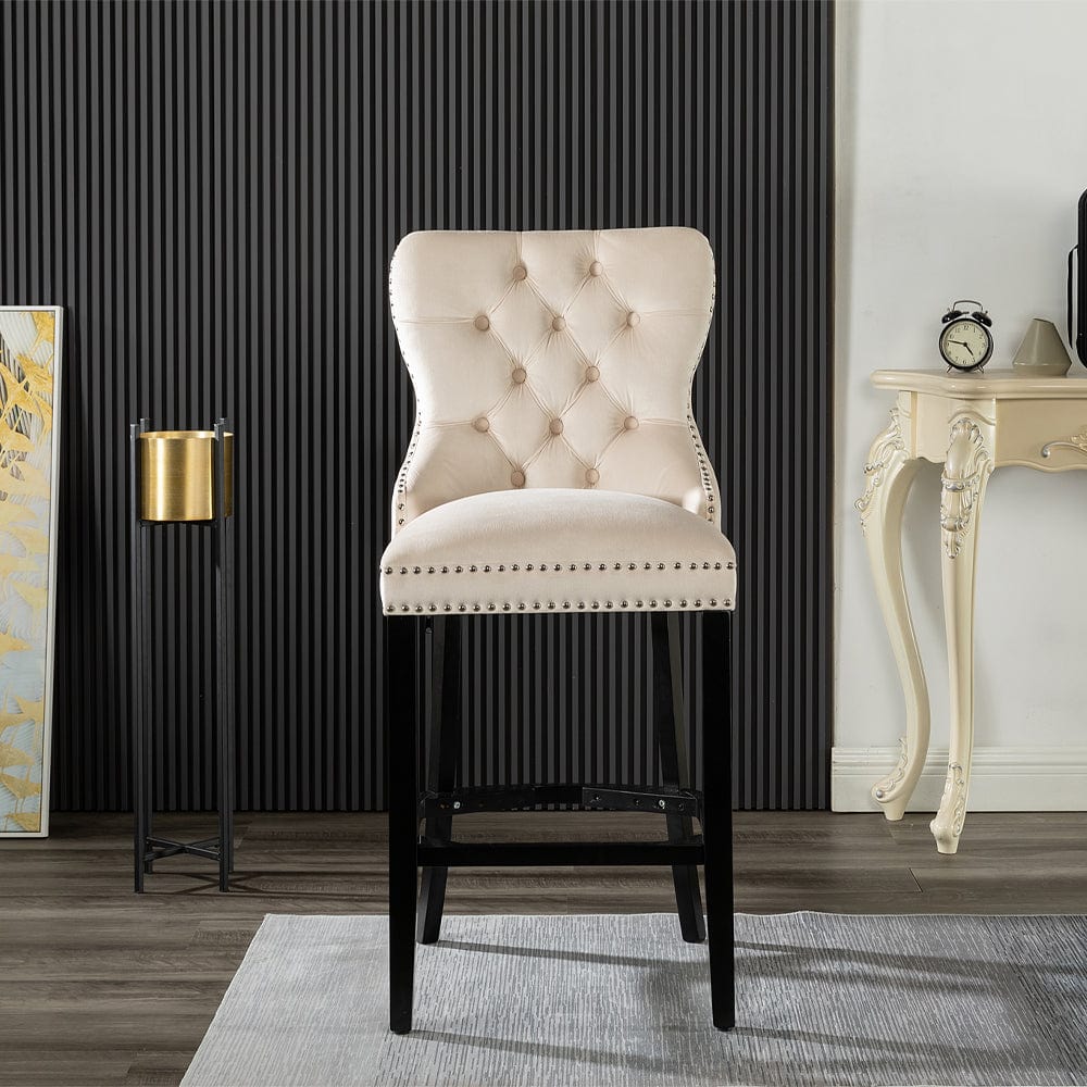 Avers Velvet Button Back Bar Stool Bar Chair