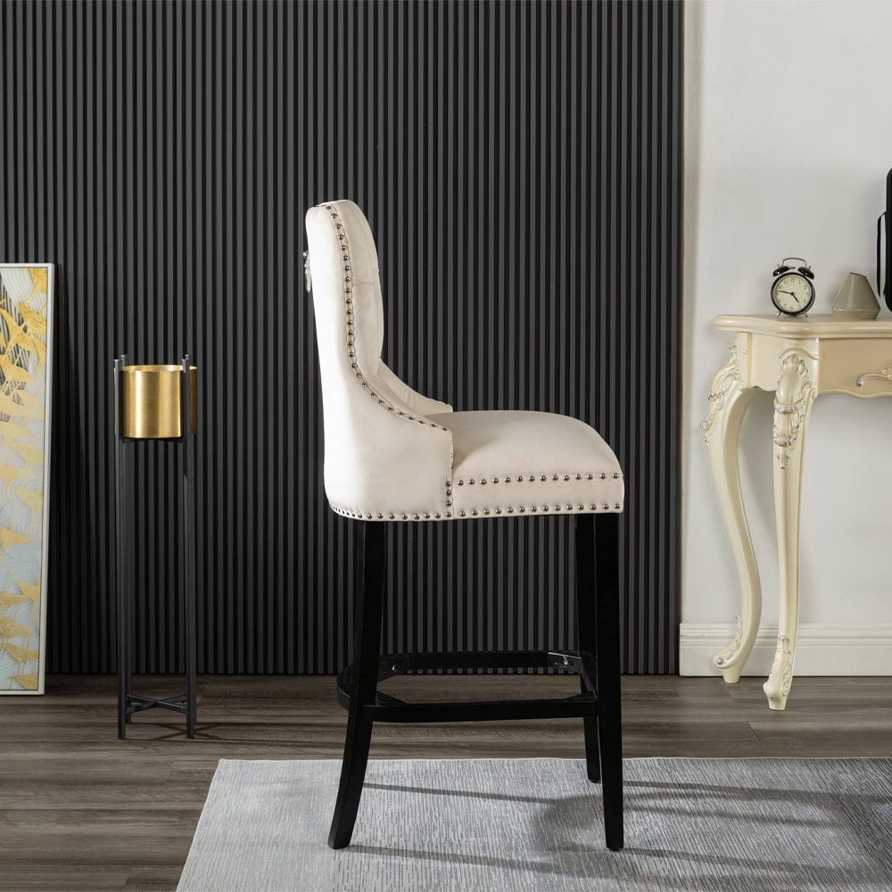 Avers Velvet Button Back Bar Stool Bar Chair