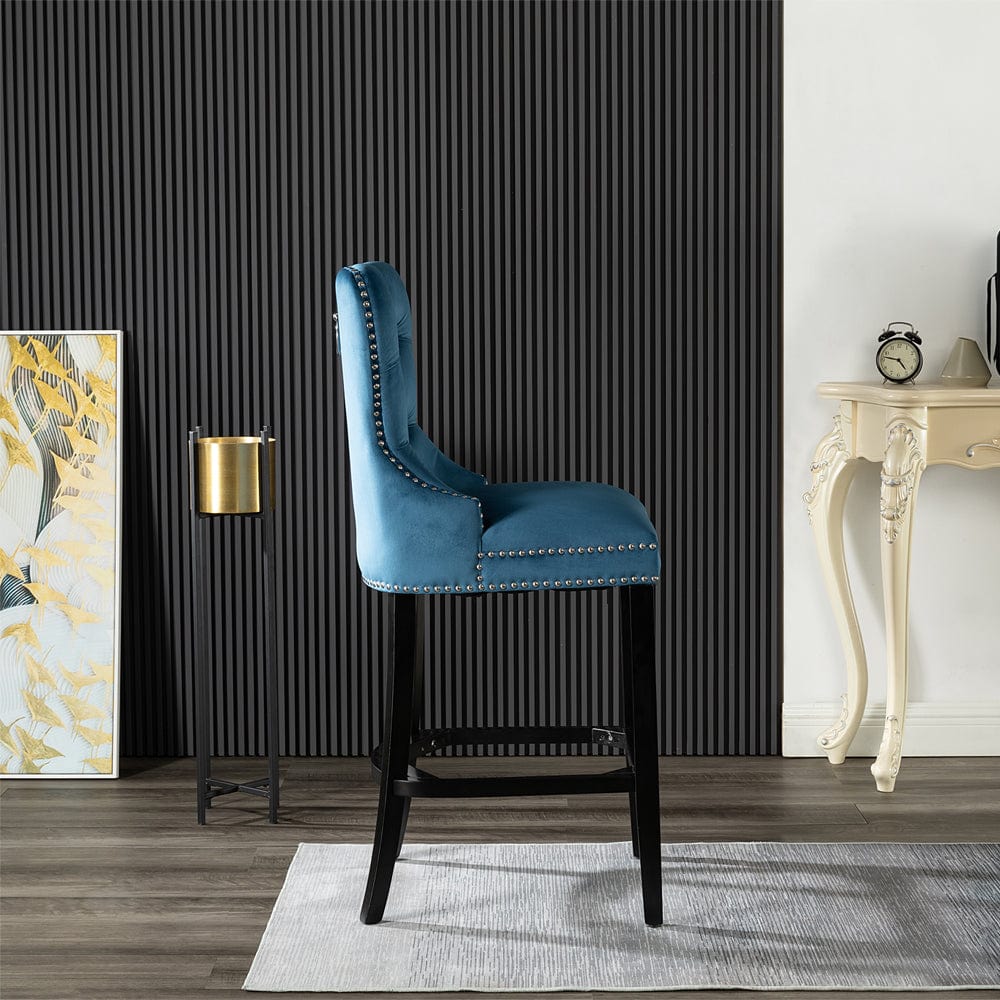 Avers Velvet Button Back Bar Stool Bar Chair