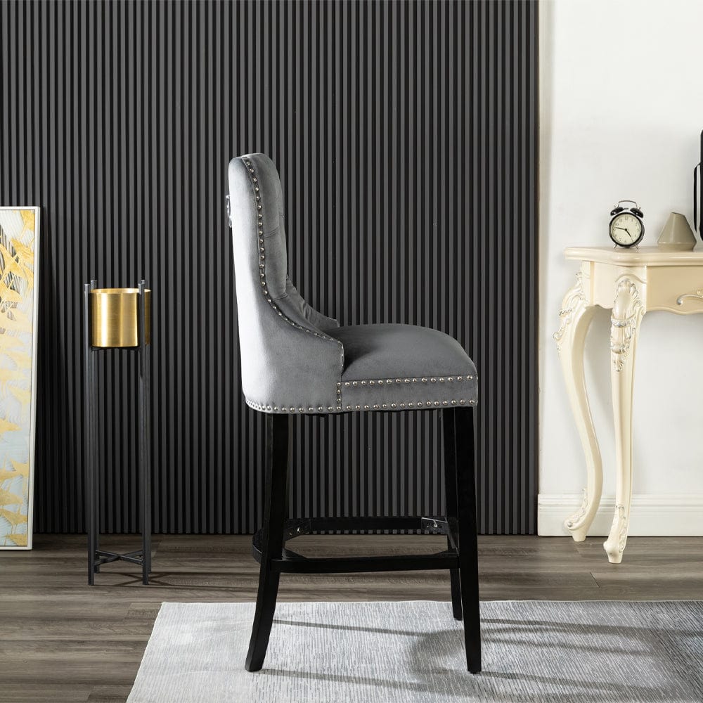 Avers Velvet Button Back Bar Stool Bar Chair